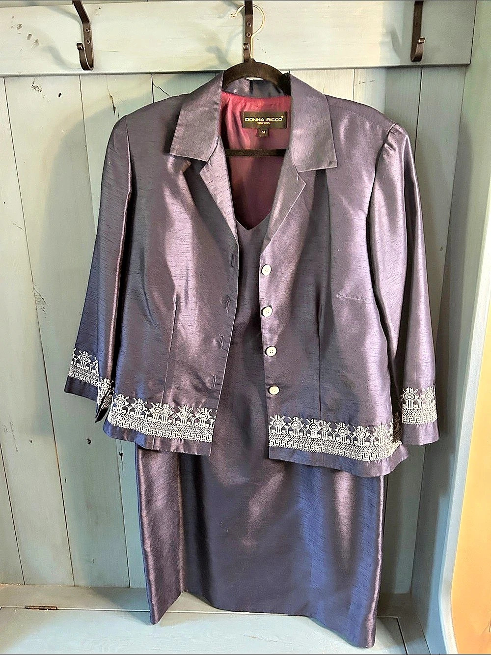 Donna Ricco Purple Midi Dress Set Size 14 Like New
